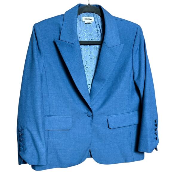 Zadig & Voltaire Blazer Size 42 Crystal Application on the Back Fully Lined - Picture 1 of 14